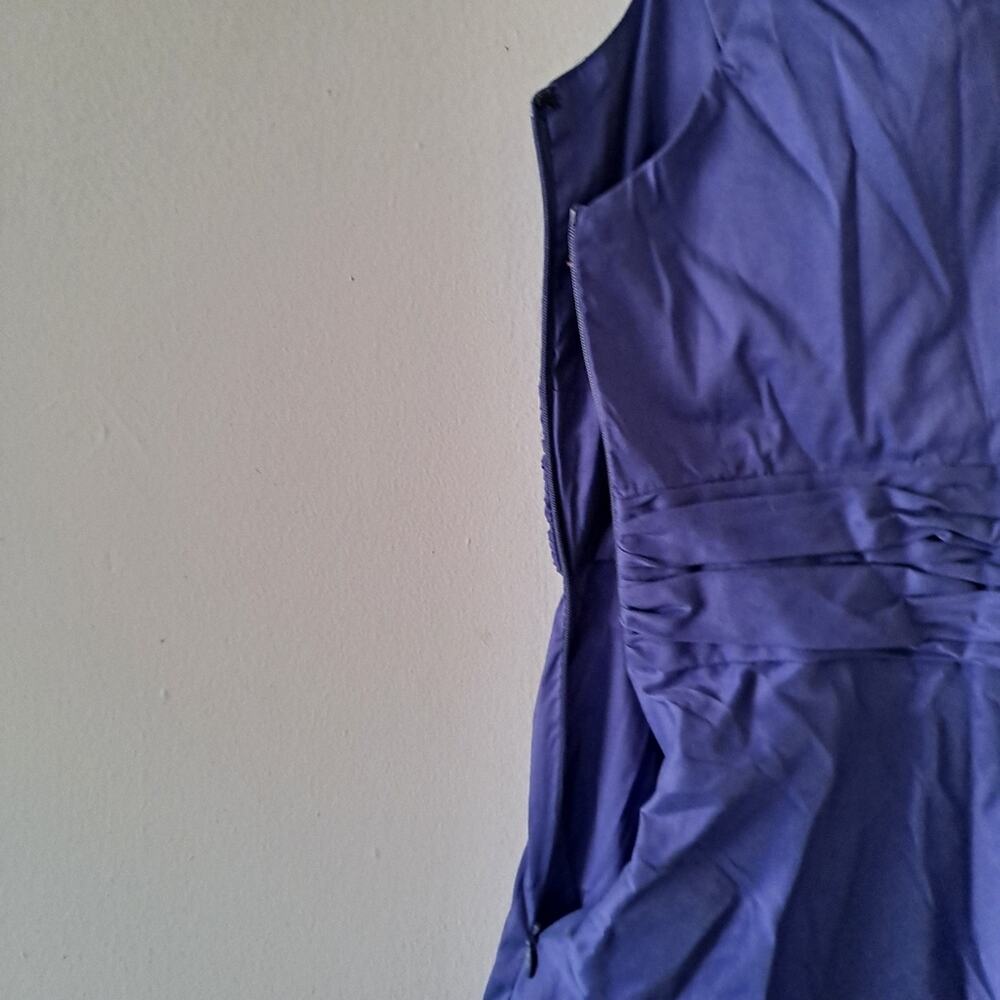 Betsey Johnson Purple Cotton Blend Fit & Flare V-neck Cap Sleeve  Dress - Size12 - Picture 5 of 9